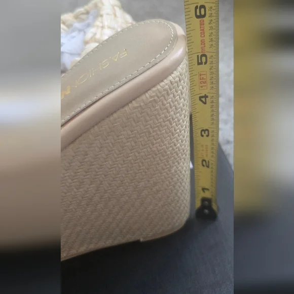 Fashion Nova Women's Cream Wedge Sandals - Picture 4 of 8